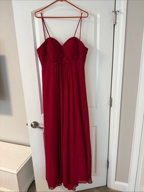 Bill Levkoff Red Spaghetti-Strap Maxi Dress